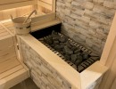 Obr .17 Sauna Moderná drevená šindľová rúra Saunabank Lighting Wellness Dodatok Bau Aqua Fun Kirchlengern Fire Ice Sauna Group