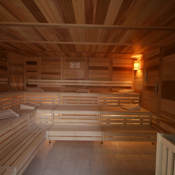 imagen sauna viejo madera rústico estufa kw banco sistema construcción bienestar donaubadn nuevo ulm fuego hielo sauna grupo