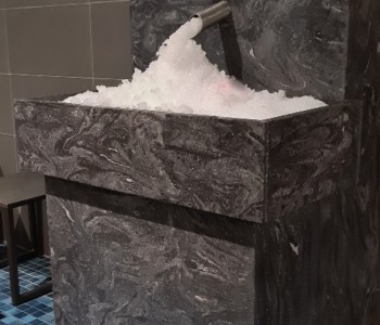 riferimento fontana di ghiaccio corian installazione impianto foto di costruzione