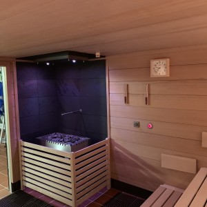 bild10 sauna infusion system control oven kw lighting bench slats wooden panels bench construction facility wellness indoor pool heslach stuttgart fire ice sauna group