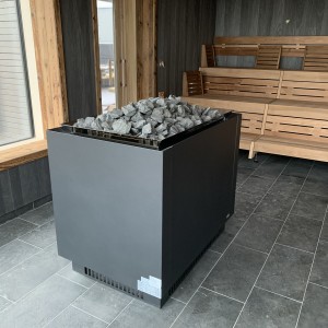 bild sauna ofen eos kw bank latten holzpanel profilholz montage bau anlage wellness meerzeit wellenbad u spa buesum fire ice sauna group