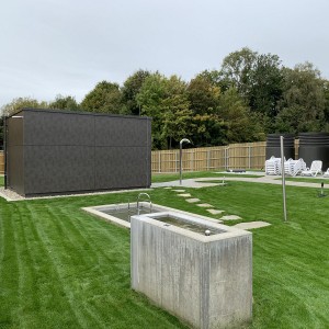 Obrázok33 Saunahaus gruenanlage pedálový bazén Construction Wellness Parkbad Laupheim Fire Ice Sauna Group Obrázok33 Saunahaus gruenanlage pedálový bazén Construction Wellness Parkbad Laupheim Fire Ice Sauna Group