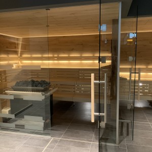 zdjęcie sauna drewno szkło zakład budowlany planowanie wellness meble spa leżaki projekt sauny kryty basen oschersleben ogień i lód wellness spa group gmbh